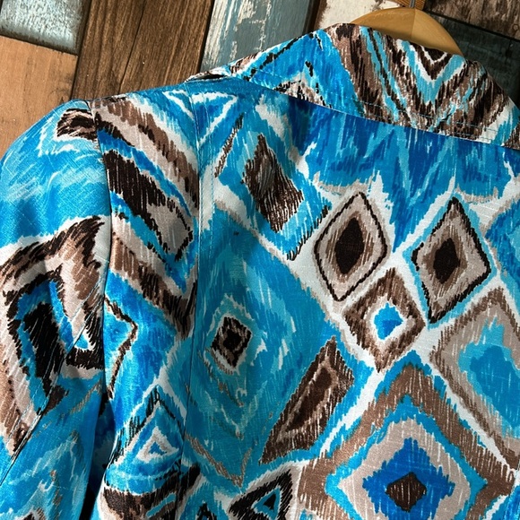 Investments Petites 4P blue shiny 3/4 blazer jacket - Picture 16 of 16